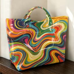1pc Retro Rainbow Swirl Marble Print Women Tote Bag Handbag, Colorful Psychedelic Art Large Capacity Ladies Hand Tote Bag For Shopping Travel
