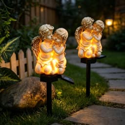Couple Angel Solar Garden Stake Lights,Waterproof Outdoor LED Decorative Light,Angel Figurine Lawn Yard Courtyard Landscape Ornament Lamp