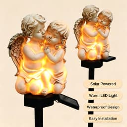 Couple Angel Solar Garden Stake Lights,Waterproof Outdoor LED Decorative Light,Angel Figurine Lawn Yard Courtyard Landscape Ornament Lamp