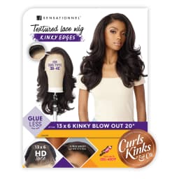 Sensationnel HD Lace Front Wig Curls Kinks N Co Glueless Kinky Edges 13X6 Kinky Blow Out 20", Synthetic