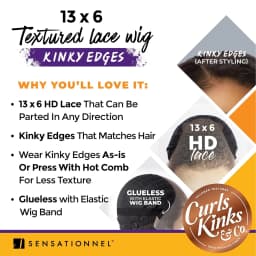 Sensationnel HD Lace Front Wig Curls Kinks N Co Glueless Kinky Edges 13X6 Kinky Blow Out 20", Synthetic