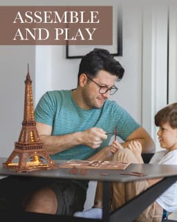 Robotime 3D Wooden Puzzle Game Night of the Eiffel Tower 1:638 Models for Children Adult DIY Crafts Kits Gift DIY with Light