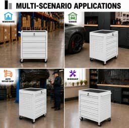 Tacleekii 24 in Rolling Tool Chest with Wheels 4-Drawer Lockable Tool Box Storage Cabinet - Locking System Drawer Liners Mobile Tool Cart for Garage Workshop