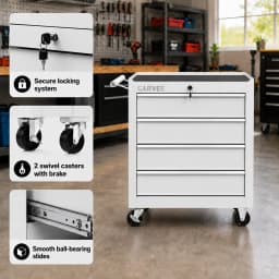 Tacleekii 24 in Rolling Tool Chest with Wheels 4-Drawer Lockable Tool Box Storage Cabinet - Locking System Drawer Liners Mobile Tool Cart for Garage Workshop