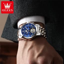 OLEVS 9910 Brand Original Authentic Watches for Man Luxury Gift Box Steel Belt Multifunctional Tourbillon Mechanical Men's Watch