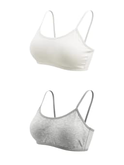 Girls Cotton Training Bra 10 Pack with Chest Pad and Adjustable Shoulder Straps Kids Underwear for 8-12 Years