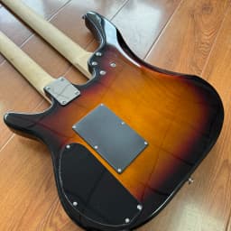 Double‑Neck Double‑Head Electric Guitar‑4‑String Bass+6‑String Electric Guitar Combo Both Equipped With Dual Pickups. Sunset Gradient‑Colored Body. One‑Click Switch. Rosewood Fingerboard. Metal Hard Rock Style. Christmas Gift Free Shipping
