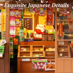 Rolife DIY Book Nook Kit 3D Puzzle Nostalgic Corner Shop Bookends with Sliding Door & LED Light for Bookshelf Decor Wooden DIY Dollhouse Toys for Holiday Gift