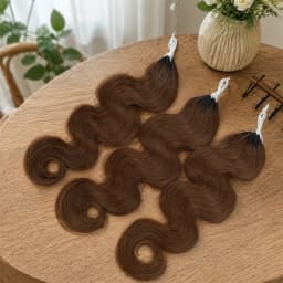 Miracle Knots #4 Chocolate Brown Body Wave Crochet Hair Extensions Pre Separated Feather Knotless Invisible Boho Braiding Hair 100% Human Hair Reusable Virgin Remy Soft Natural Wavy Easy Install For Women