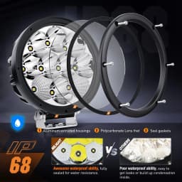 Nilight Pro Series 5.7 Inch Round LED Driving Offroad Light 50W 6500LM Spot & Flood Beam, IP68 Off-Road Light with 16AWG DT Wiring Harness for ATV, UTV, SUV, Motorcycle, Truck & Boat