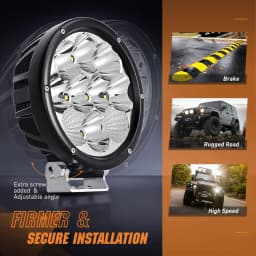 Nilight Pro Series 5.7 Inch Round LED Driving Offroad Light 50W 6500LM Spot & Flood Beam, IP68 Off-Road Light with 16AWG DT Wiring Harness for ATV, UTV, SUV, Motorcycle, Truck & Boat