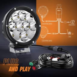Nilight Pro Series 5.7 Inch Round LED Driving Offroad Light 50W 6500LM Spot & Flood Beam, IP68 Off-Road Light with 16AWG DT Wiring Harness for ATV, UTV, SUV, Motorcycle, Truck & Boat