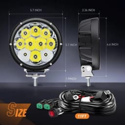Nilight Pro Series 5.7 Inch Round LED Driving Offroad Light 50W 6500LM Spot & Flood Beam, IP68 Off-Road Light with 16AWG DT Wiring Harness for ATV, UTV, SUV, Motorcycle, Truck & Boat