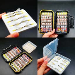 Fly Fishing Flies Kit-2 Boxes Bundle(Total 82Pcs Flies)Fly Assortment Trout Bass Fishing with Fly Box with Dry/Wet Flies, Nymphs