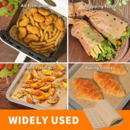 Air Fryer Liners for Kitchen Use, Unbleached Parchment Paper, Natural Brown, Non-Stick Heat-Resistant up to 428F, 9x11 Inch Rec