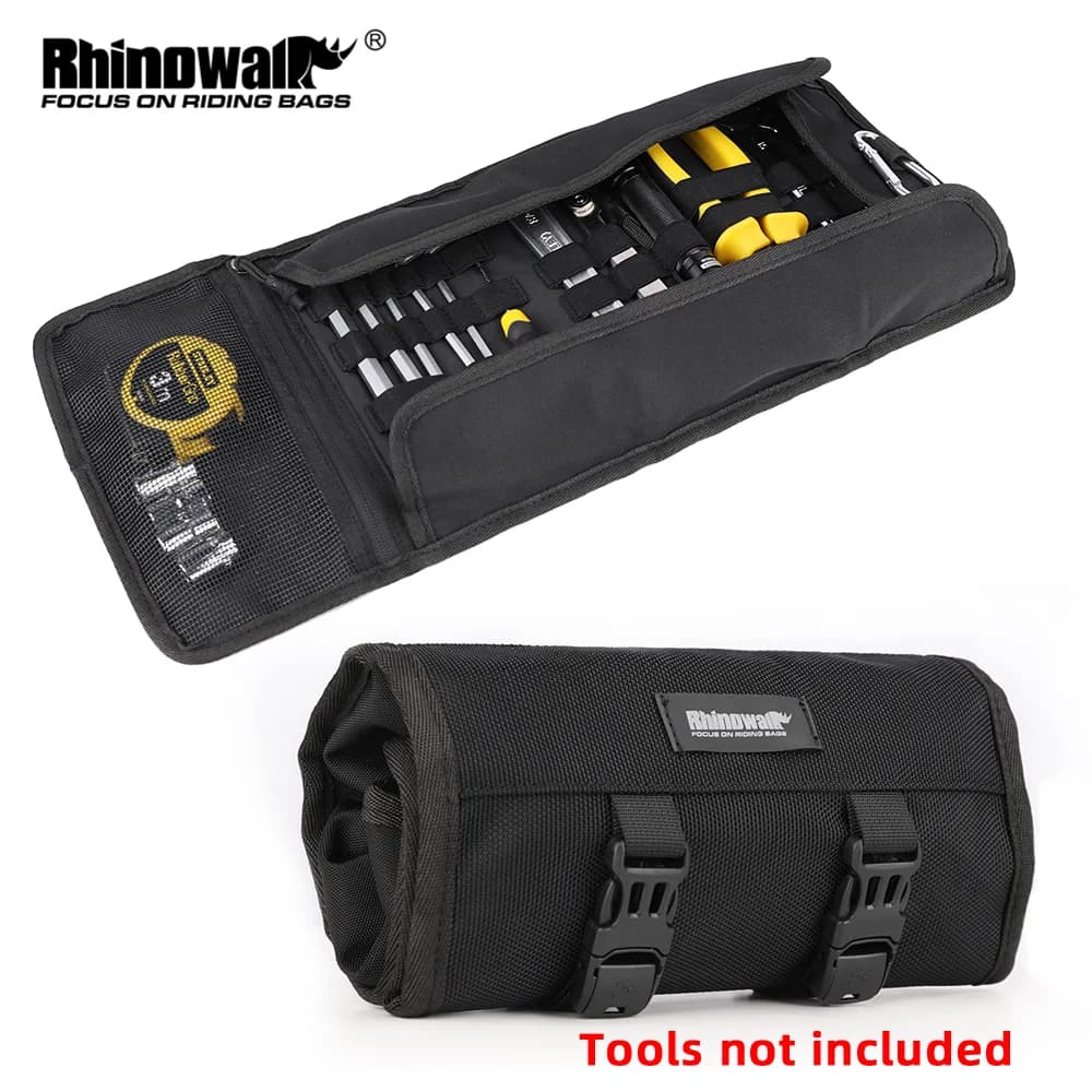 Rhinowalk Motorcycle Tool Roll Bag Portable Motor Saddlebags Side Tool Storage Bag Pouch Outdoor Travel Repair Working Tool