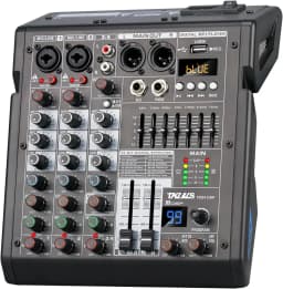 4-Channel Mixing Console for Home Audio, USB Sound Mixer Board with 99 DSP Effects, 48V Phantom Power and XLR Inputs, Perfect for Karaoke and Recording