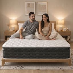 10/12/14 Inch Queen Hybrid Mattress – Fiberglass-Free & CertiPUR-US Certified, Medium Plush Feel with Superior Motion Isolation, Mattress-in-a-Box for Disturbance-Free Sleep
