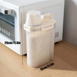 4‑Pcs Airtight Rice Storage Containers Set, 3‑5Lbs Clear Plastic Dry Food Flour Sugar Cereal Bin with Measuring Cup, Kitchen Pantry Organizer, Pet Dog Cat Food Dispenser