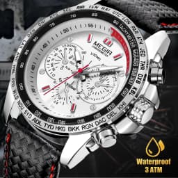 Waterproof Durable MEGIR Men's Stainless Steel Analog Sports Quartz Wrist Watch