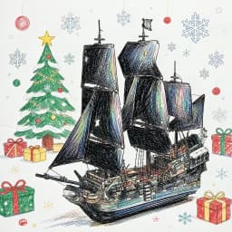 2862pcs Black Pirate Sailboat Building Blocks Sets Compatible Particles Suitable for Christmas Gifts