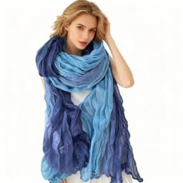 This Is A Scarf With Natural Color Transitions And Artistic Flair. The Fabric Is Light And Soft With A Natural Wrinkled Texture That Not Only Adds To The Scarf's Three-Dimensionality But Also Enhances Its Casual And Elegant Charm