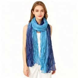 This Is A Scarf With Natural Color Transitions And Artistic Flair. The Fabric Is Light And Soft With A Natural Wrinkled Texture That Not Only Adds To The Scarf's Three-Dimensionality But Also Enhances Its Casual And Elegant Charm