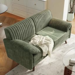 Modern Loveseat Sofa 64.5" for Small Space Living Room, Chenille Fabric 2-Seater Couch with High Legs(164cm), Comfy Small Apartment Sofa Green