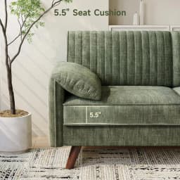 Modern Loveseat Sofa 64.5" for Small Space Living Room, Chenille Fabric 2-Seater Couch with High Legs(164cm), Comfy Small Apartment Sofa Green