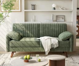 Modern Loveseat Sofa 64.5" for Small Space Living Room, Chenille Fabric 2-Seater Couch with High Legs(164cm), Comfy Small Apartment Sofa Green