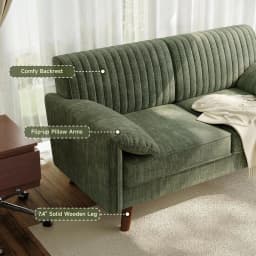 Modern Loveseat Sofa 64.5" for Small Space Living Room, Chenille Fabric 2-Seater Couch with High Legs(164cm), Comfy Small Apartment Sofa Green