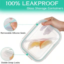 8 Pcs Glass Bowls with Airtight Lids, Glass Food Storage Containers, Meal Prep Containers Lunch Boxes, Microwave Refrigerator Dishwasher Safe for Kitchen Food Storage