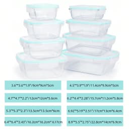 8 Pcs Glass Bowls with Airtight Lids, Glass Food Storage Containers, Meal Prep Containers Lunch Boxes, Microwave Refrigerator Dishwasher Safe for Kitchen Food Storage