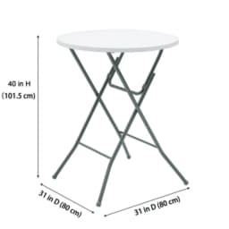 31 Round High Top Folding Table, 40 Inch Tall Bar Table with Sturdy Metal Frame, Portable Indoor Outdoor Party Table for Events Patio Balcony Kitchen Dining, Space Saving Easy Clean