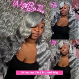Silver Grey Wig Human Hair Lace Front Wig Body Wave 30 40 Inches 13x6 Transparent Lace Frontal Wig Pre Plucked Peruvian Silver Gray Lace Front Human Hair Wig Bone Straight Ash Gray Colored Human Hair Wigs Free Shipping