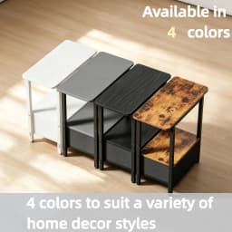 Two-Tier Side Table with Built-In Charging Station Fabric-Lined Drawers USB Ports Power Socket Slim Bedside Compact Coffee Table for Living Rooms Bedrooms