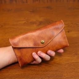 JSERYISGN Men's Retro Business Card Holder Handmade Genuine Leather Compact Design Dual Function Coin & Card Case