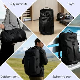 3 IN 1 Gym Bag Men Weekender Travel Duffel Tote Bag Backpack Hybrid Travel Hiking Rucksack Overnight Bag Convertible Waterproof Sports Bags, Durable