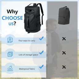 3 IN 1 Gym Bag Men Weekender Travel Duffel Tote Bag Backpack Hybrid Travel Hiking Rucksack Overnight Bag Convertible Waterproof Sports Bags, Durable