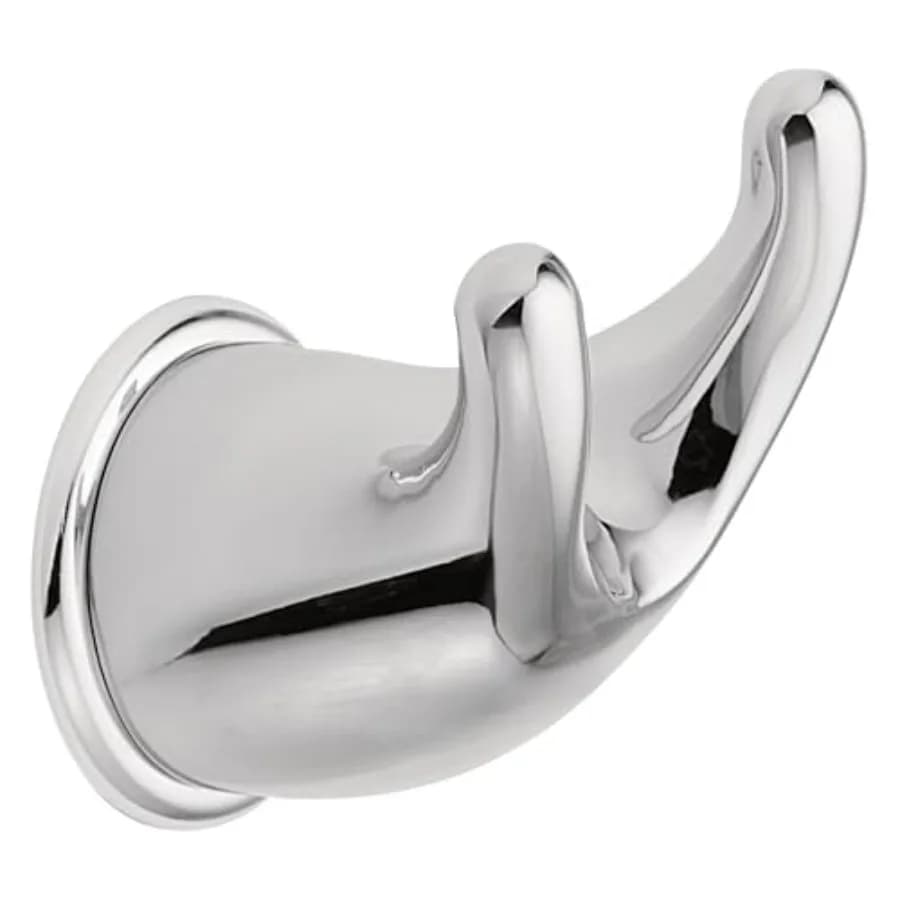 Bathroom robe hook for mason applications, chrome-plated metal, sleek silver finish, corrosion-resistant and heavy-duty mountin