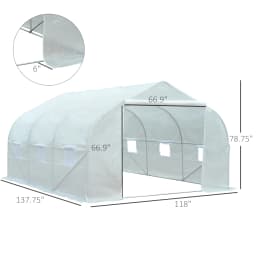 12' X 10' X 7' Large Walk-In Greenhouse, White, for Plant Gardening