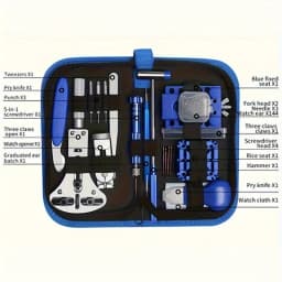 208pcs/Set Professional Watch Repair Tool Kit - Stainless Steel Watch Battery Replacement Set with Spring Bar & Band Link Pin Tools, Case Opener, Screwdrivers, Tweezers - Carrying Case Included