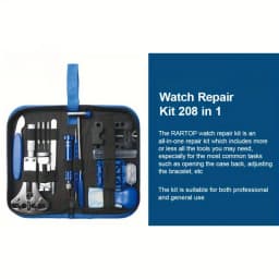 208pcs/Set Professional Watch Repair Tool Kit - Stainless Steel Watch Battery Replacement Set with Spring Bar & Band Link Pin Tools, Case Opener, Screwdrivers, Tweezers - Carrying Case Included