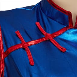 Anime Chichi Cosplay Costume High Split Cheongsam Woman's Sexy Blue Battle Suit Halloween Party KongFu Dress