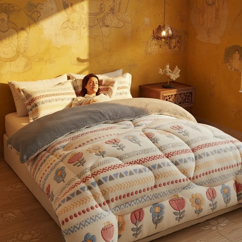 Soft Comfortable Winter Quilt Insert  Geometric Stripe Design Plush Thick Warm Blanket in 5 Sizes.