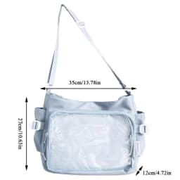 Japanese Ins Girl Soft Shoulder Bag Y2K JK Uniforms Transparent Ita Bag Student Commuting Tote Bag Large Capacity Shoulder Bag