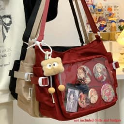 Japanese Ins Girl Soft Shoulder Bag Y2K JK Uniforms Transparent Ita Bag Student Commuting Tote Bag Large Capacity Shoulder Bag