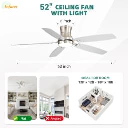 Sofucor 52 Inch Modern Flush Mount Ceiling Fan With DC Ceiling Fan Motor 6-Speed High Wind Speed With Remote Control for rooms