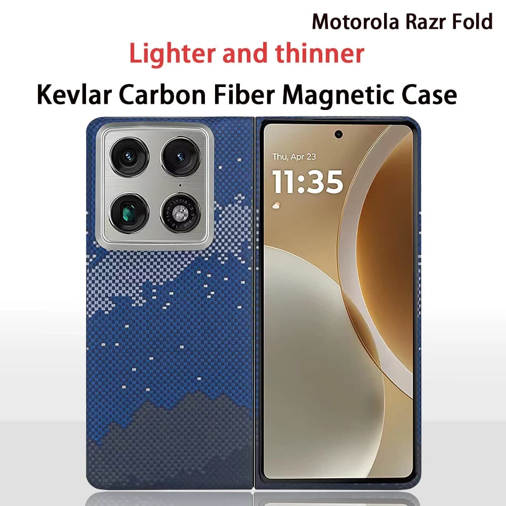 Aramid Fiber Case for Motorola Razr Fold, Compatible with MagSafe, Slim Lightweight Back Cover, Galaxy