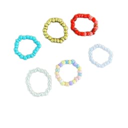 Elastic Beaded Ring Featuring Acrylic Pearls in Wave Drop Geometric Shapes Korean Style Unisex Jewelry Fresh Sweet Design Multip